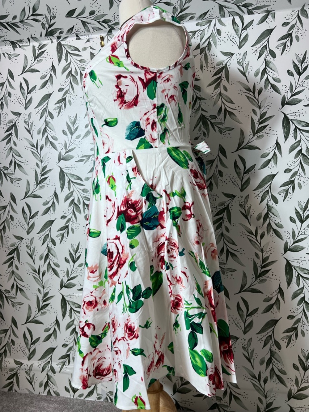 Flowers Retro Vintage Cotton Dress Sz XL 18 Elegant Classic Fit & Flare Bohemian - Picture 7 of 13